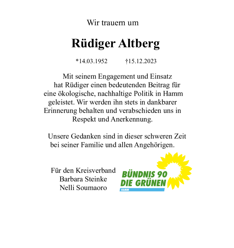 Gedenken an Rüdiger Altberg